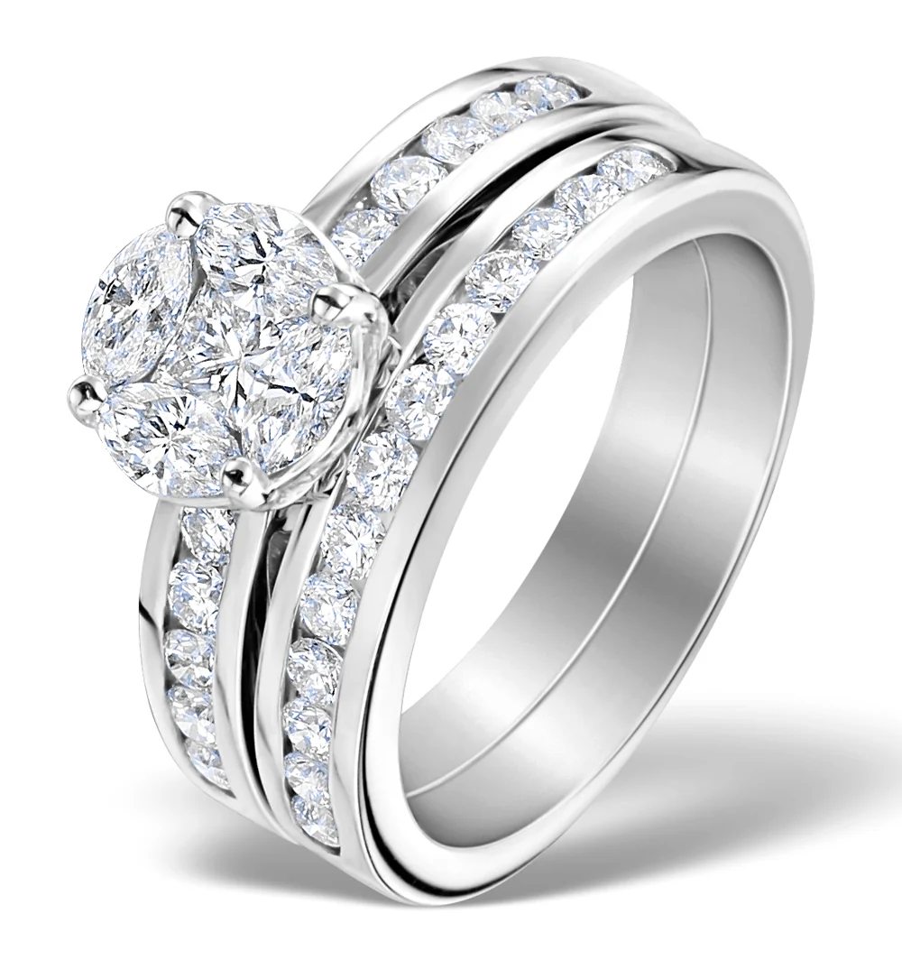 Matching Diamond Engagement and Wedding Ring 1.46ct 18K Gold