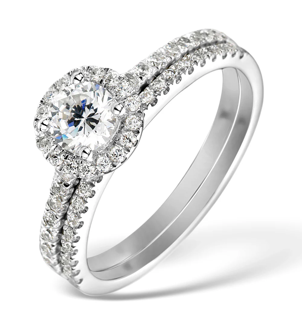 Matching Lab Diamond Engagement and Wedding Ring 1ct VS1 18K White Gold