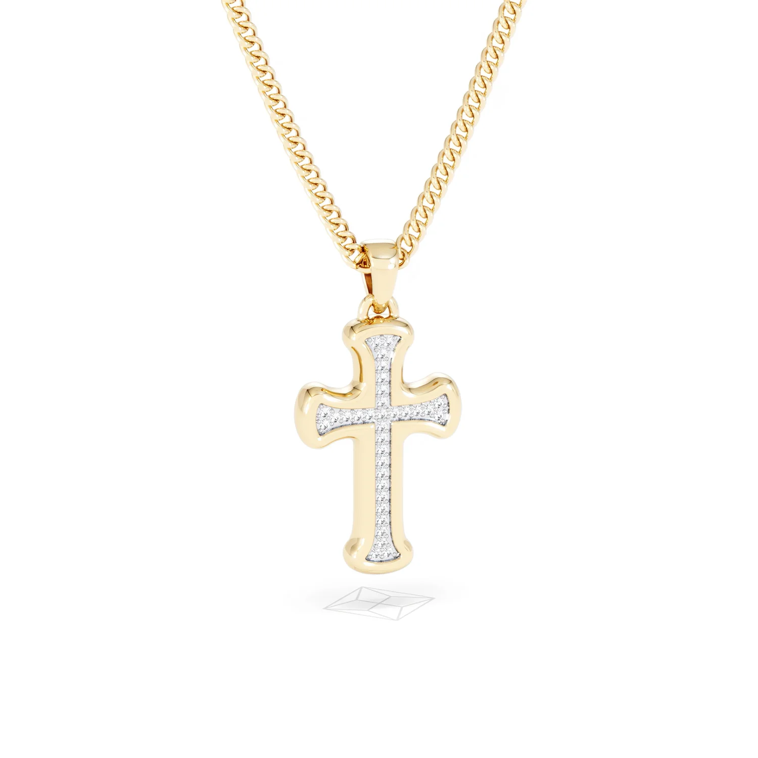 Men’s 0.15ct Lab Grown Diamond Cross Pendant Necklace in 18K Gold Vermeil - Image 12