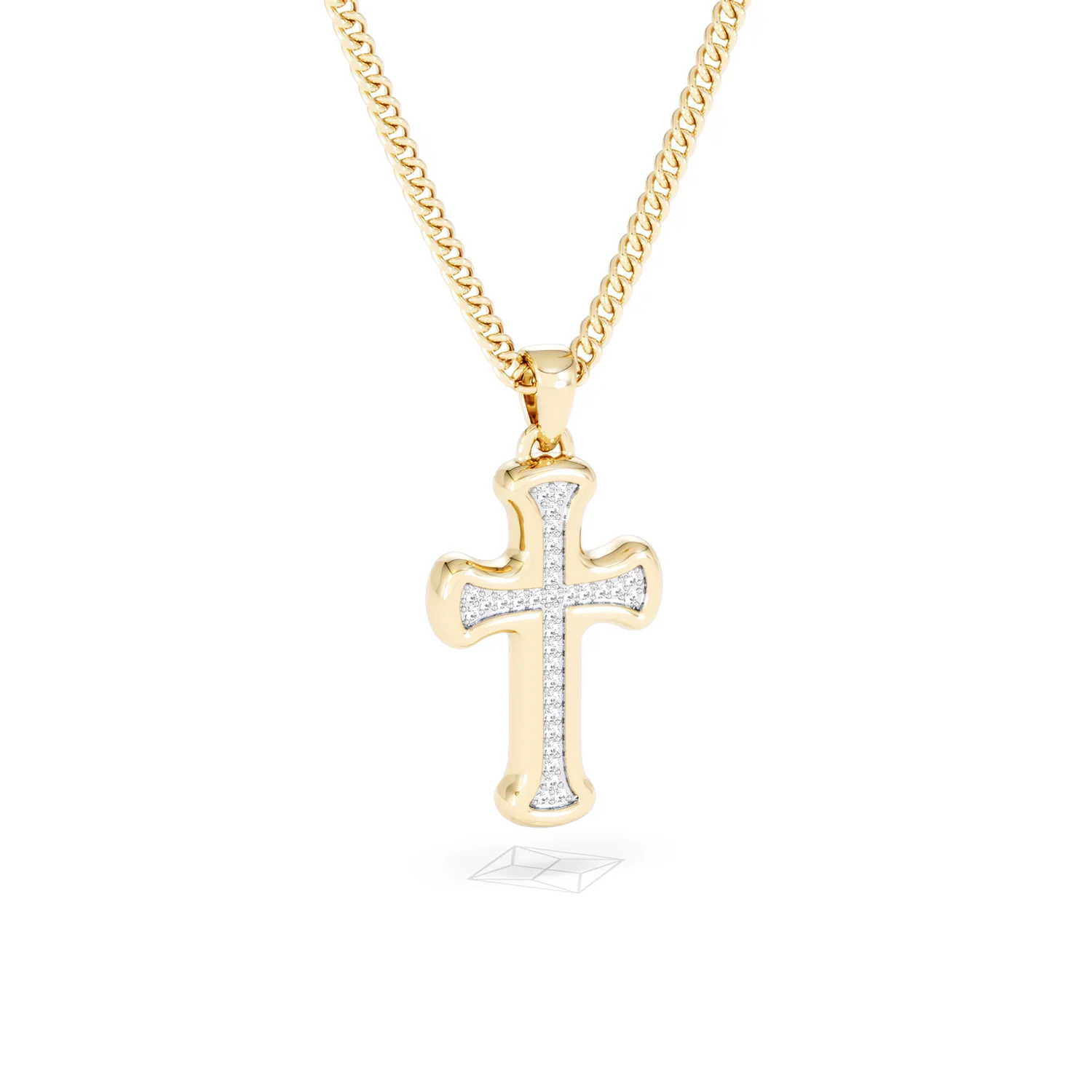 Men’s 0.15ct Lab Grown Diamond Cross Pendant Necklace in 18K Gold Vermeil - Image 13