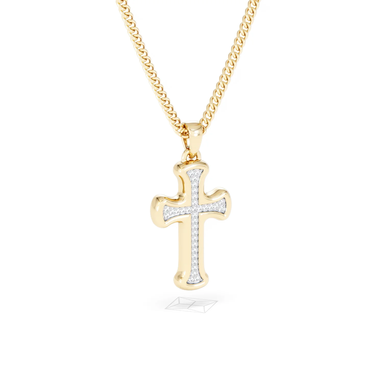 Men’s 0.15ct Lab Grown Diamond Cross Pendant Necklace in 18K Gold Vermeil - Image 14