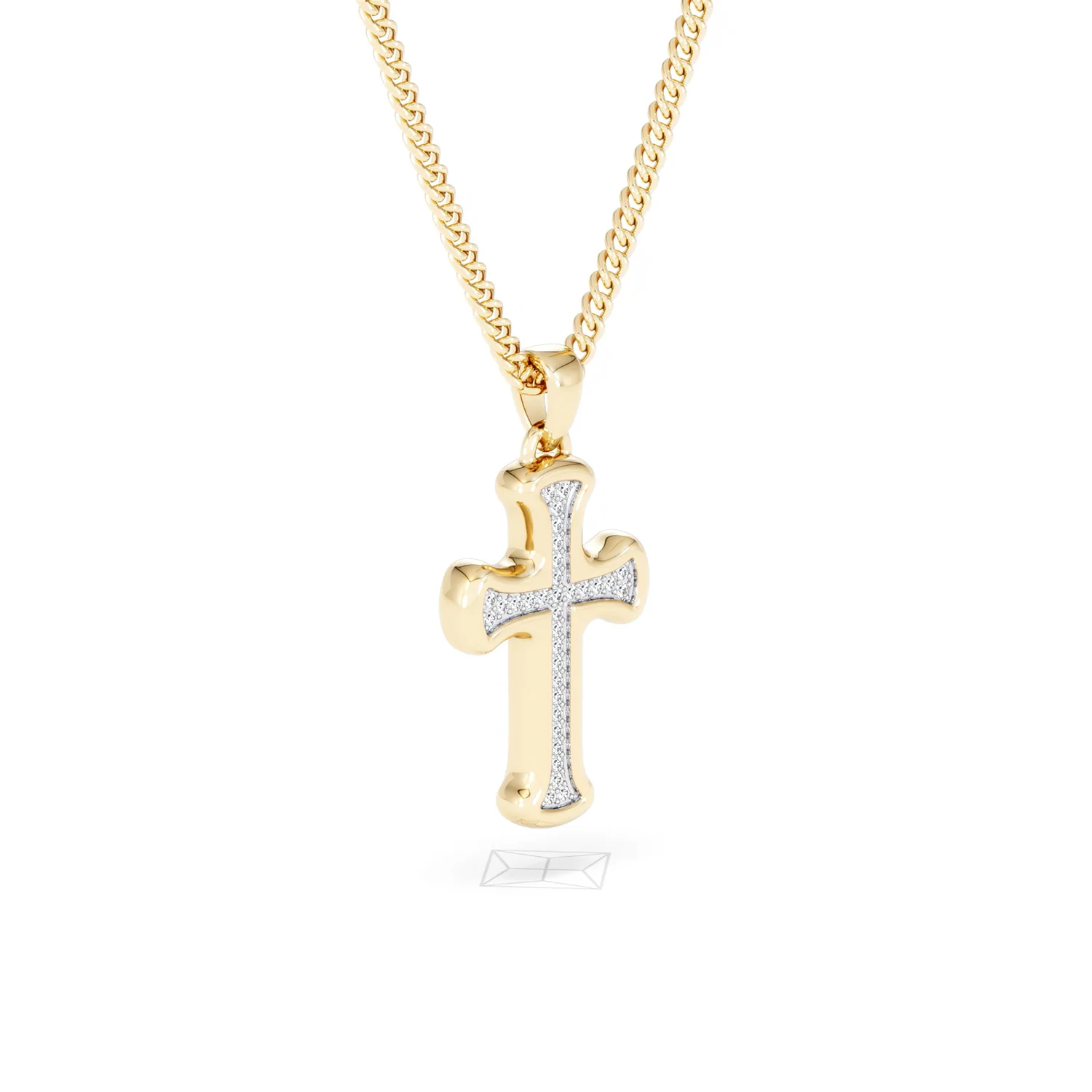 Men’s 0.15ct Lab Grown Diamond Cross Pendant Necklace in 18K Gold Vermeil - Image 17