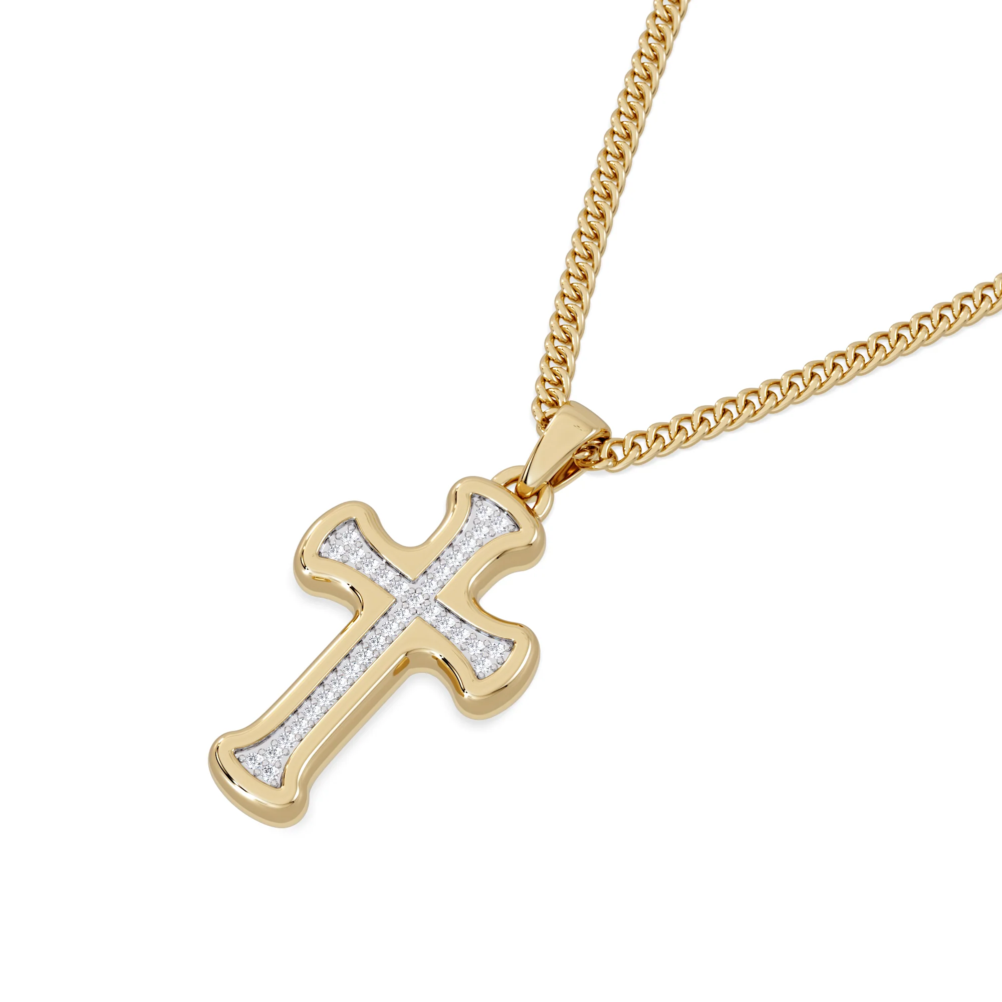 Men’s 0.15ct Lab Grown Diamond Cross Pendant Necklace in 18K Gold Vermeil - Image 5
