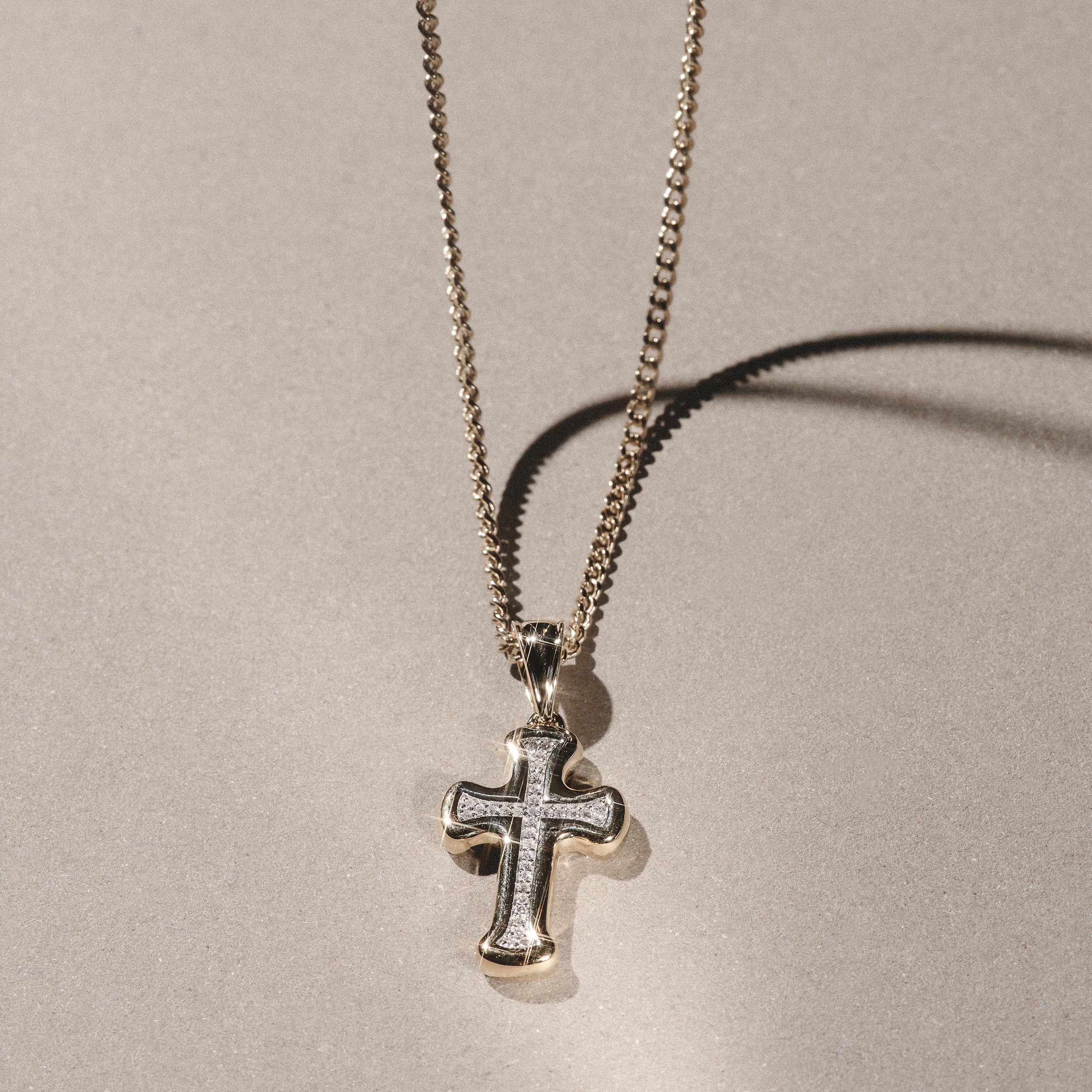 Men’s 0.15ct Lab Grown Diamond Cross Pendant Necklace in 18K Gold Vermeil - Image 6