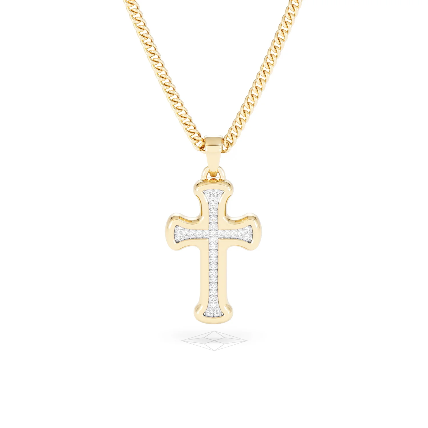 Men’s 0.15ct Lab Grown Diamond Cross Pendant Necklace in 18K Gold Vermeil - Image 8