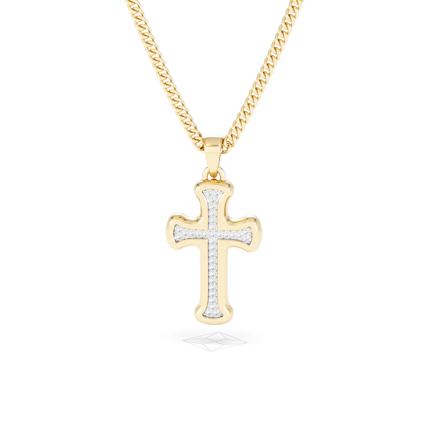 Men’s 0.15ct Lab Grown Diamond Cross Pendant Necklace in 18K Gold Vermeil - Image 86