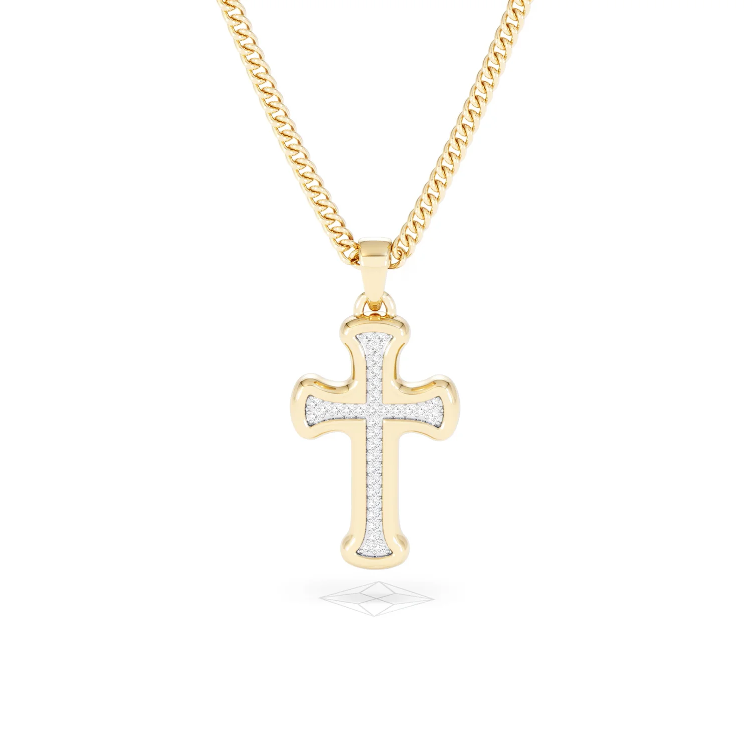 Men’s 0.15ct Lab Grown Diamond Cross Pendant Necklace in 18K Gold Vermeil - Image 87