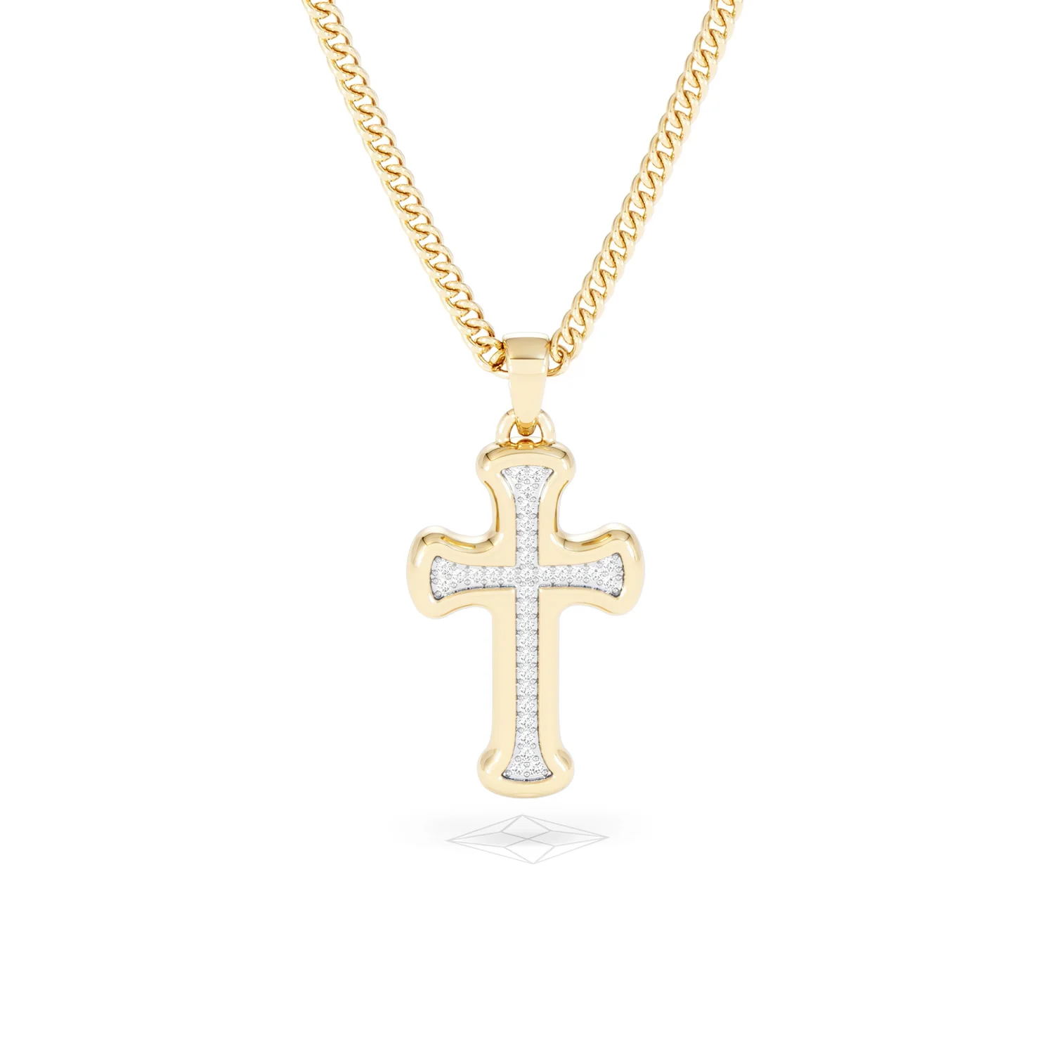 Men’s 0.15ct Lab Grown Diamond Cross Pendant Necklace in 18K Gold Vermeil - Image 9