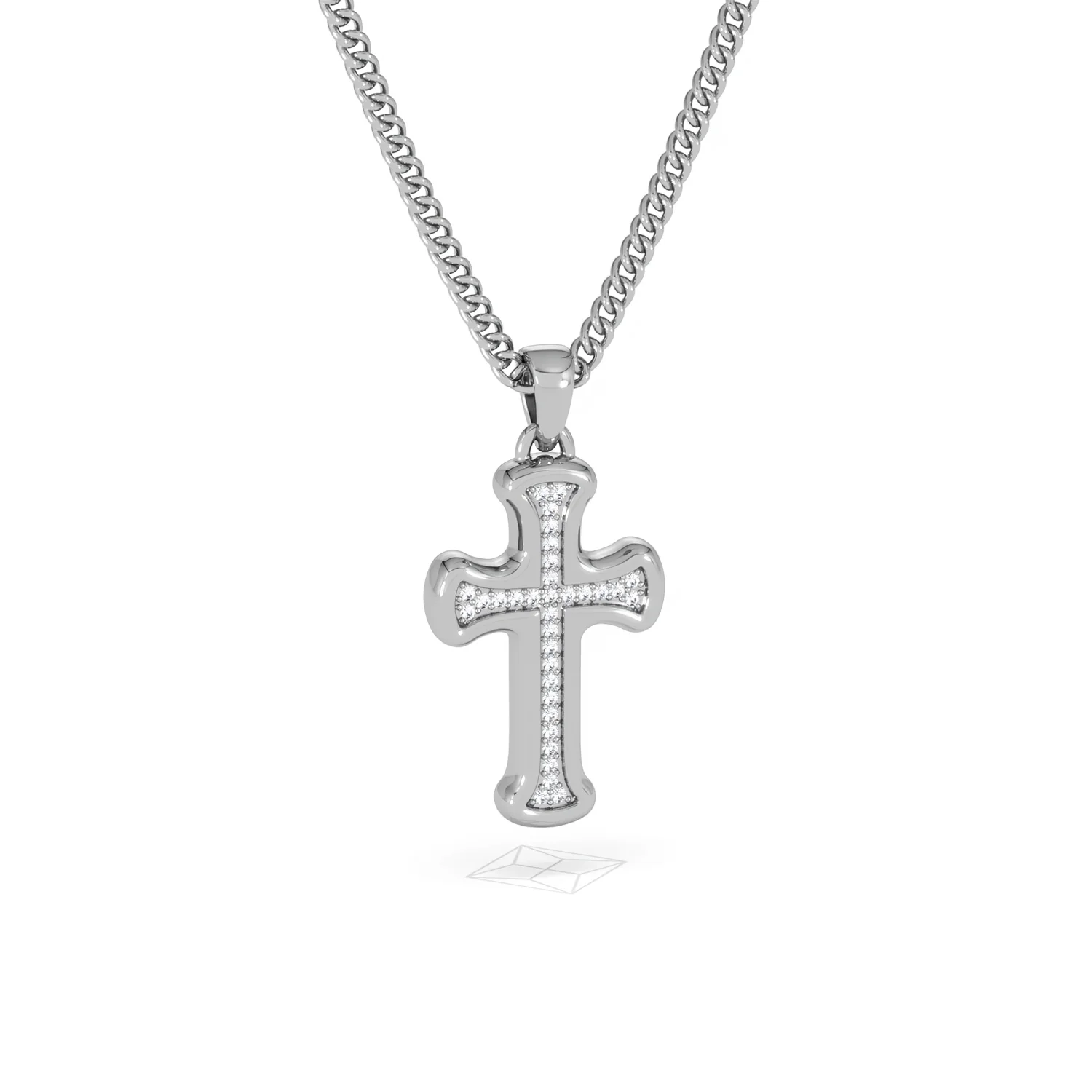Men’s 0.15ct Lab Grown Diamond Cross Pendant Necklace in Sterling Silver - Image 13