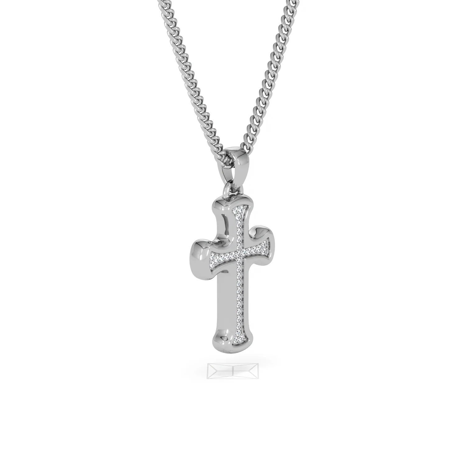 Men’s 0.15ct Lab Grown Diamond Cross Pendant Necklace in Sterling Silver - Image 19
