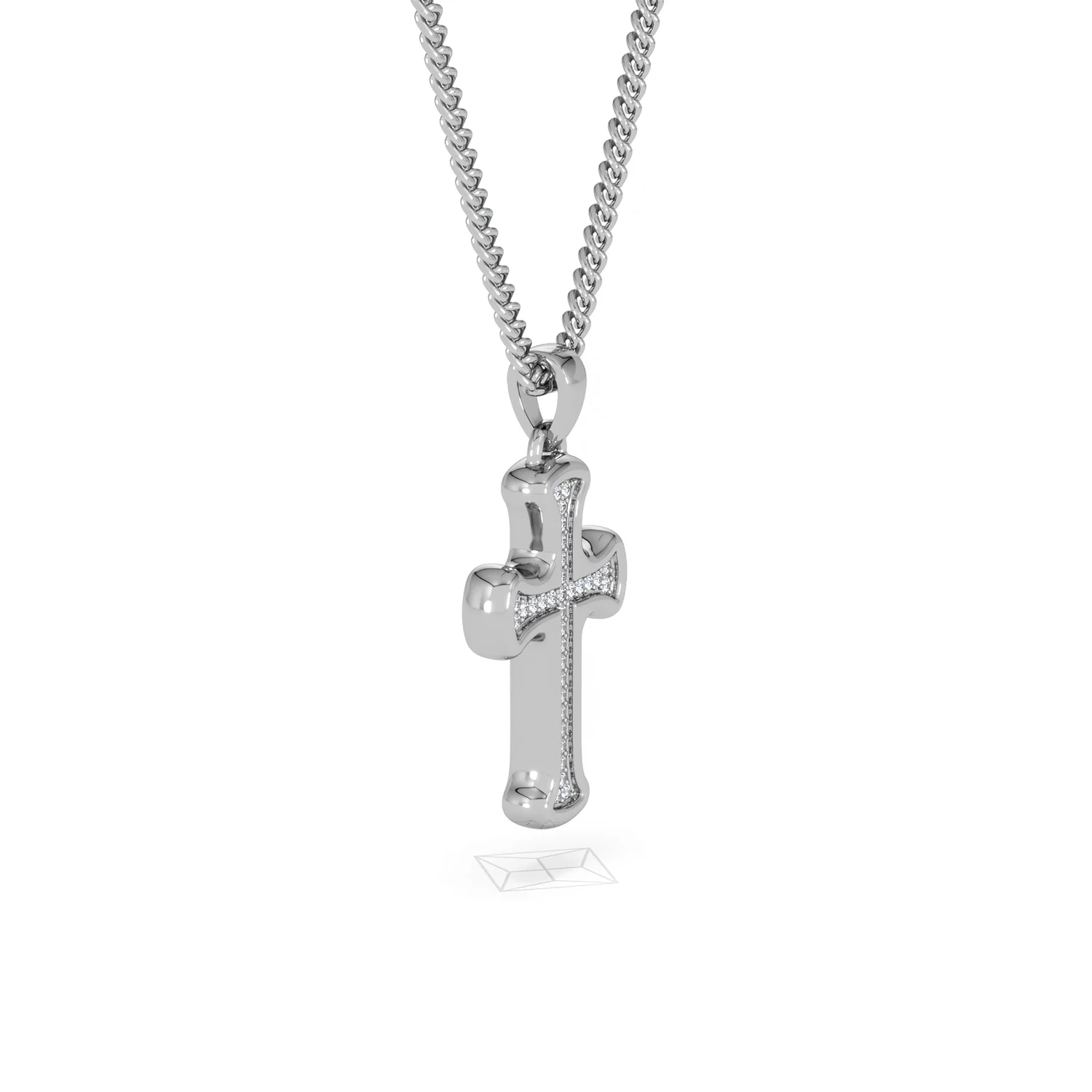 Men’s 0.15ct Lab Grown Diamond Cross Pendant Necklace in Sterling Silver - Image 22