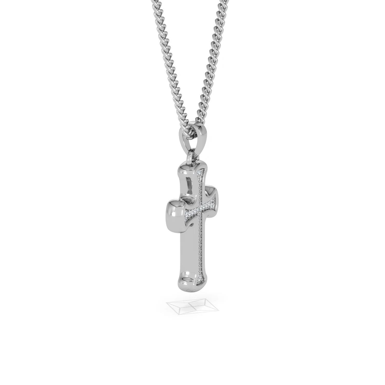 Men’s 0.15ct Lab Grown Diamond Cross Pendant Necklace in Sterling Silver - Image 23