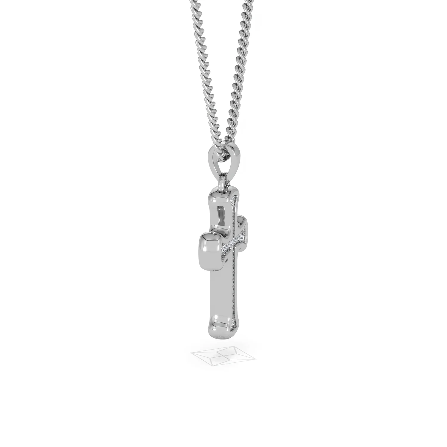 Men’s 0.15ct Lab Grown Diamond Cross Pendant Necklace in Sterling Silver - Image 25