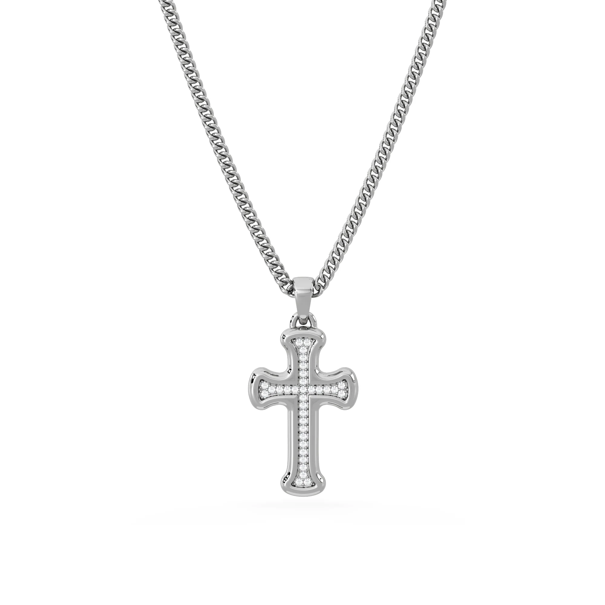 Men’s 0.15ct Lab Grown Diamond Cross Pendant Necklace in Sterling Silver - Image 3