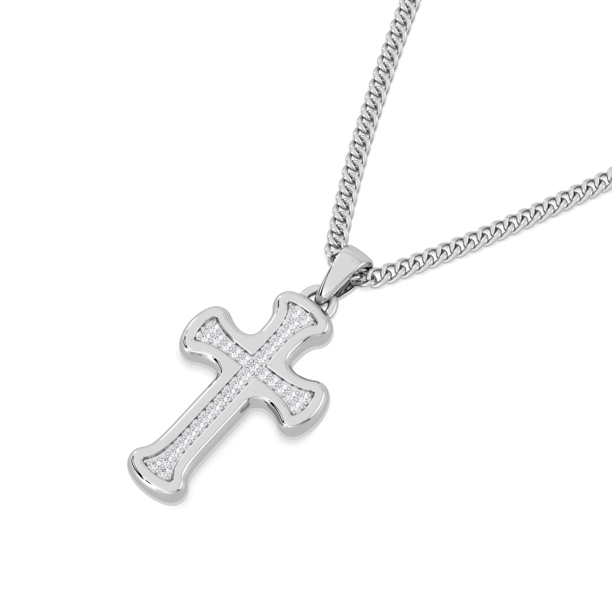 Men’s 0.15ct Lab Grown Diamond Cross Pendant Necklace in Sterling Silver - Image 5