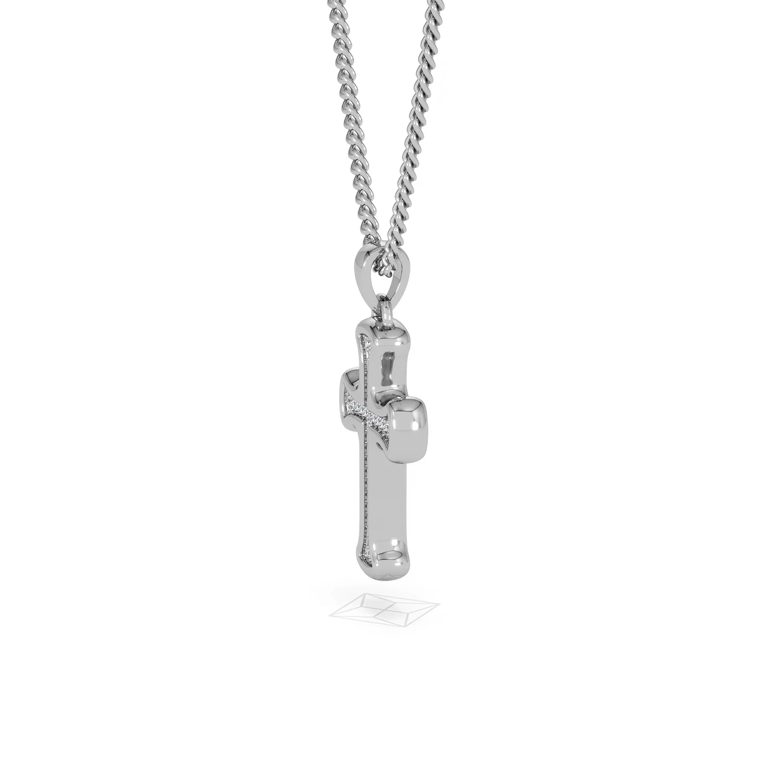 Men’s 0.15ct Lab Grown Diamond Cross Pendant Necklace in Sterling Silver - Image 73