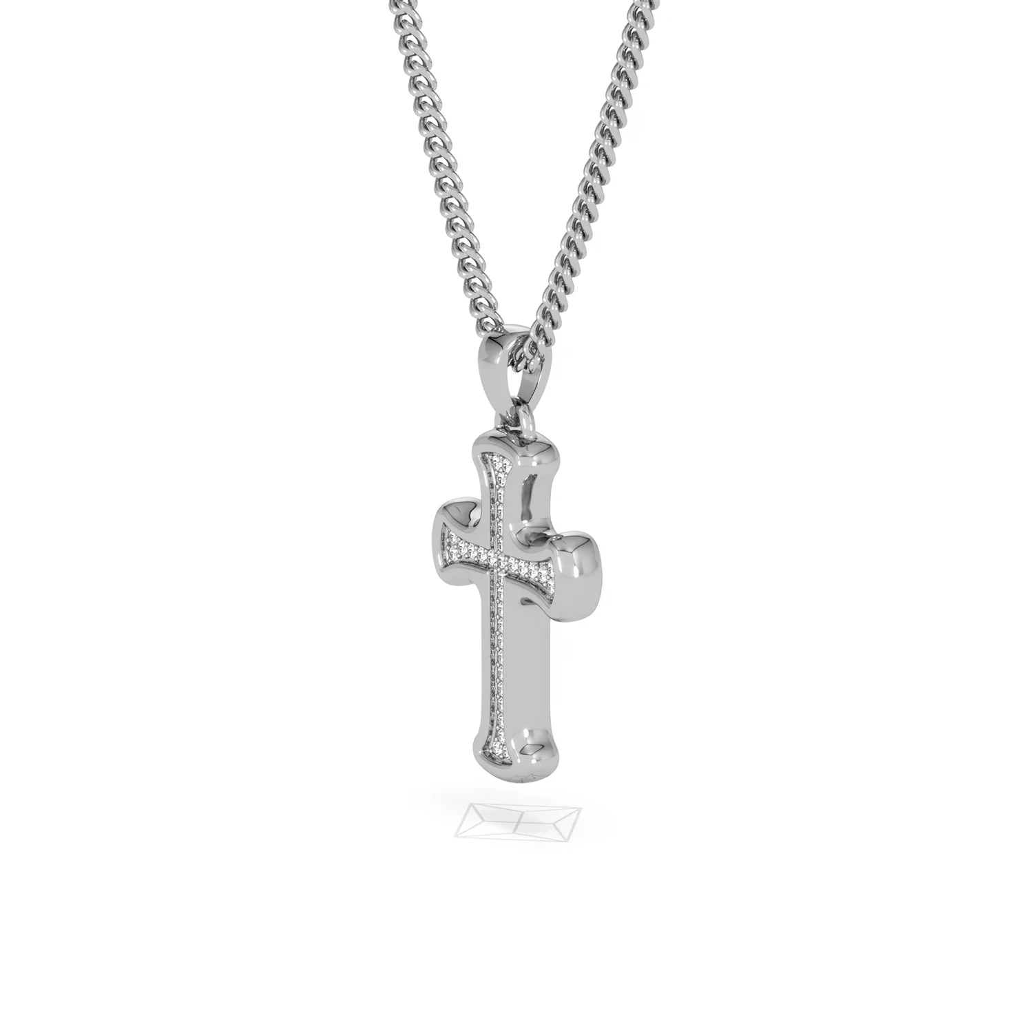 Men’s 0.15ct Lab Grown Diamond Cross Pendant Necklace in Sterling Silver - Image 77