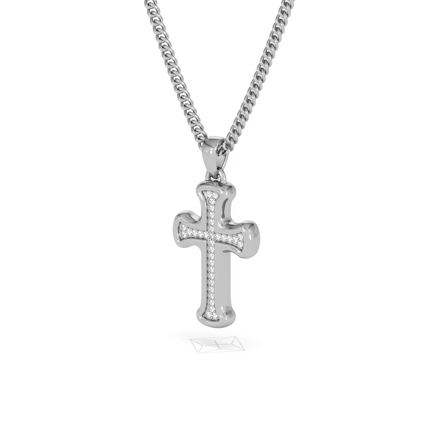 Men’s 0.15ct Lab Grown Diamond Cross Pendant Necklace in Sterling Silver - Image 81