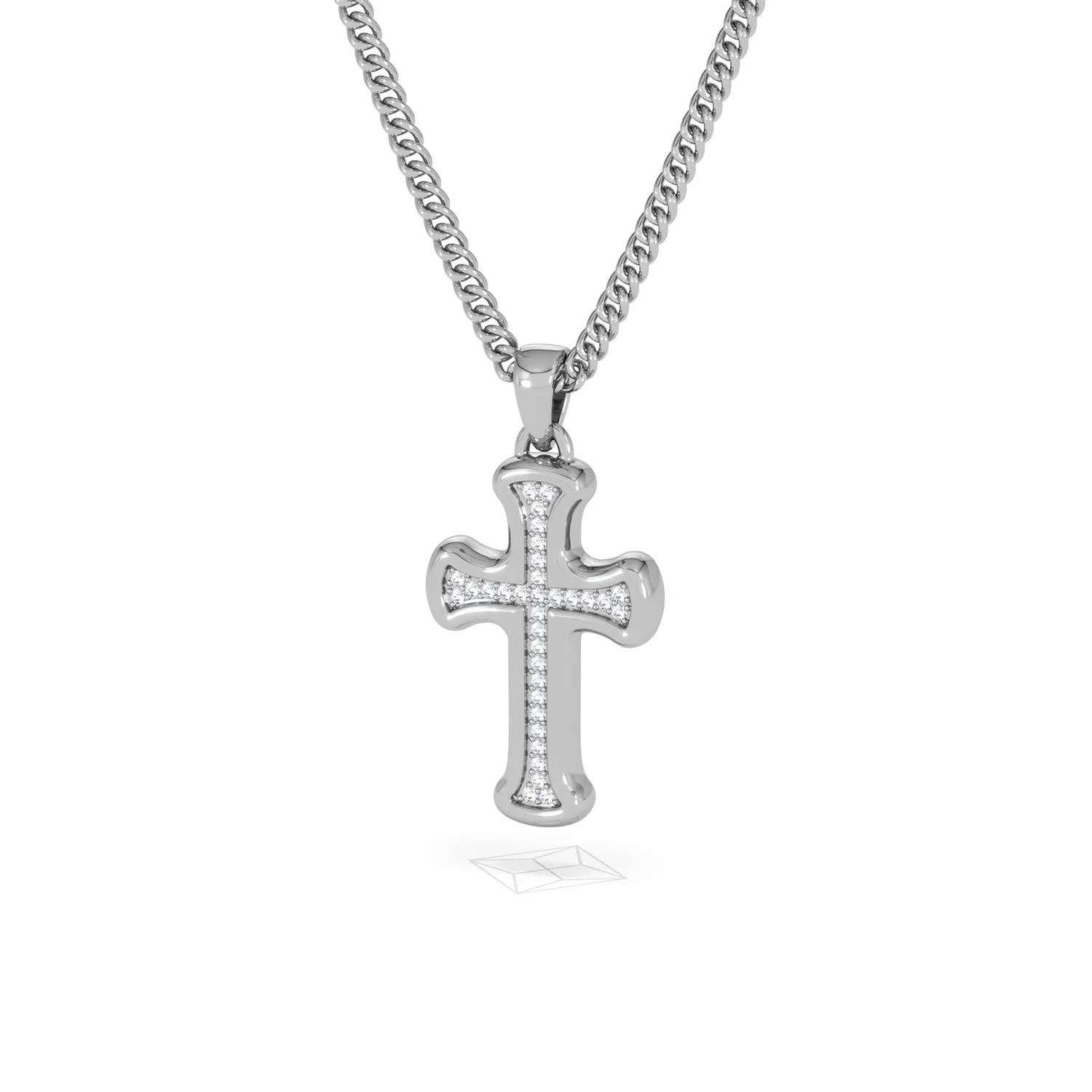 Men’s 0.15ct Lab Grown Diamond Cross Pendant Necklace in Sterling Silver - Image 84