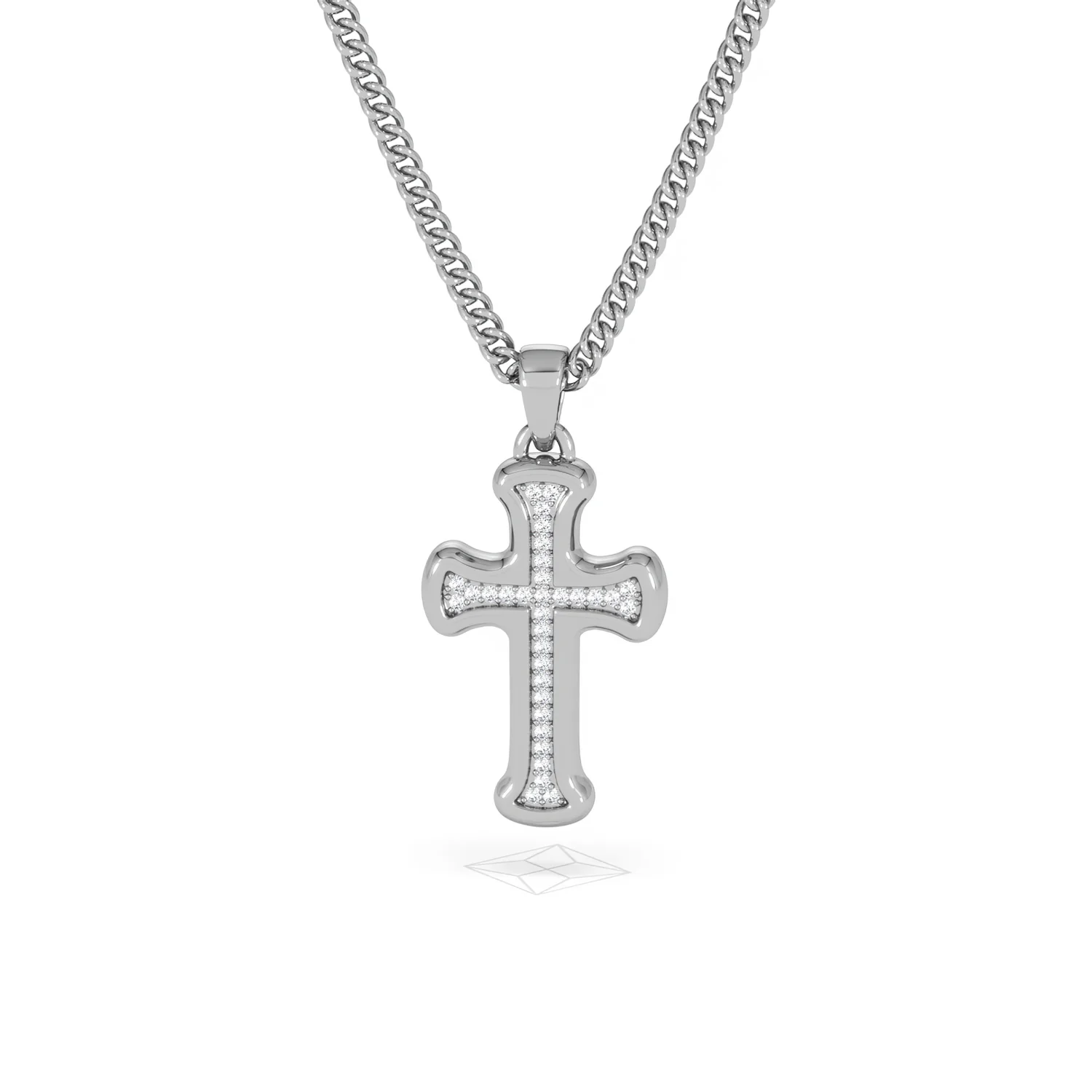 Men’s 0.15ct Lab Grown Diamond Cross Pendant Necklace in Sterling Silver - Image 87