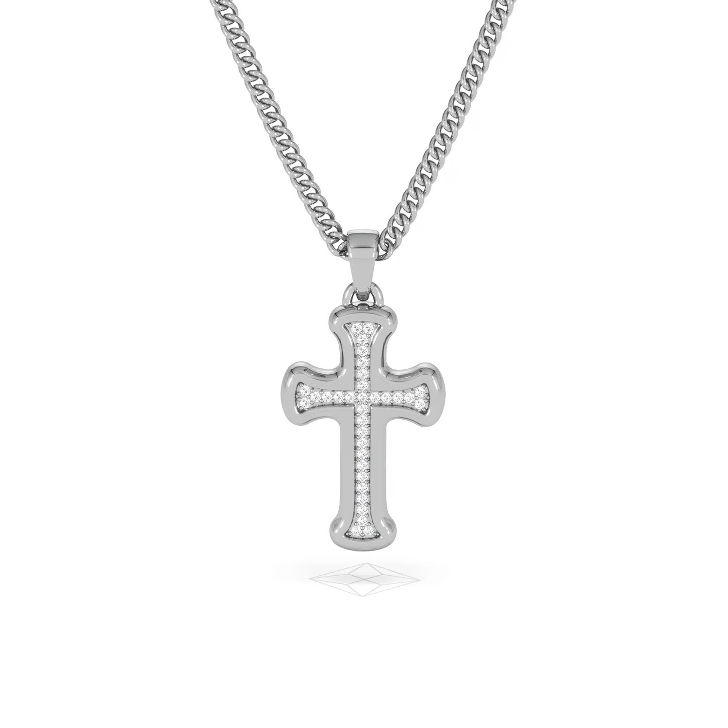 Men’s 0.15ct Lab Grown Diamond Cross Pendant Necklace in Sterling Silver - Image 88