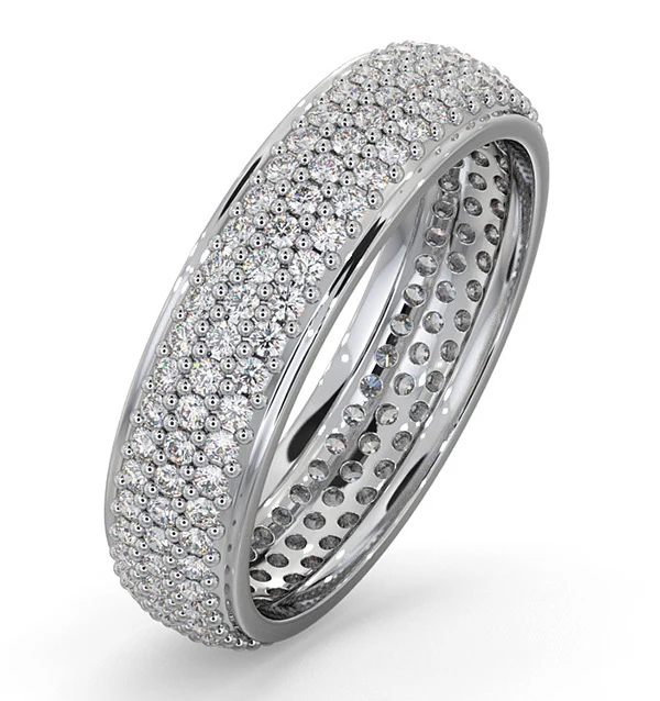 Mens 1ct G/Vs Diamond 18K White Gold Full Band Ring