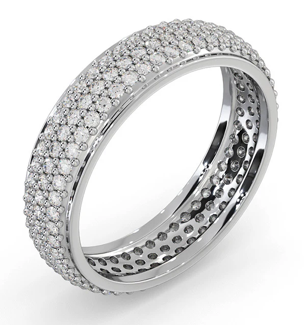Mens 1ct G/Vs Diamond 18K White Gold Full Band Ring - Image 2