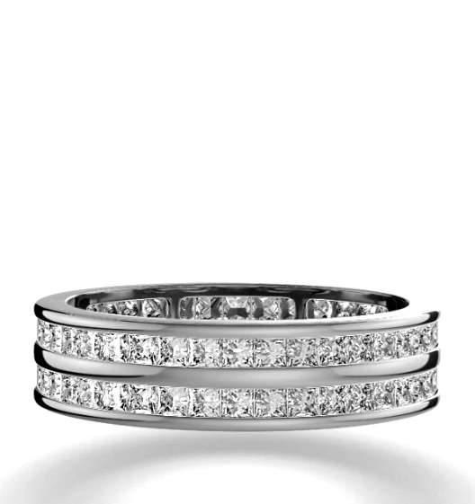 Mens 2ct H/Si Diamond 18K White Gold Full Band Ring - Image 3