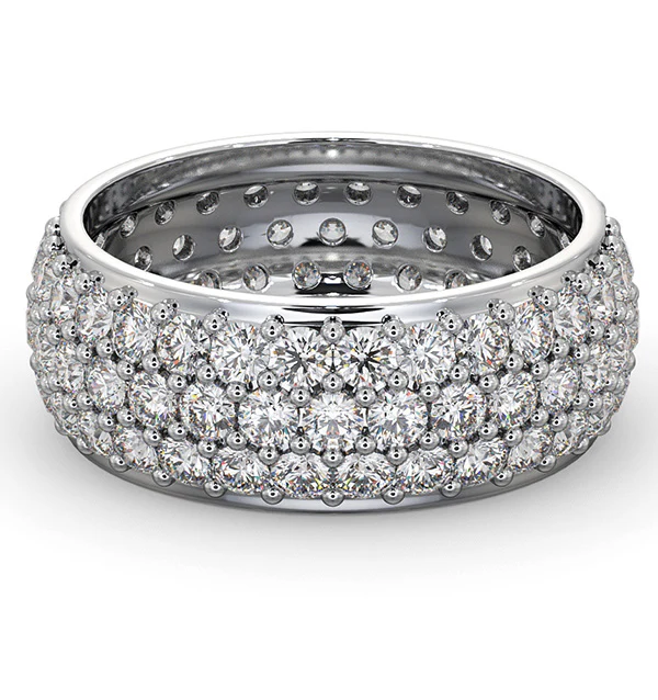 Mens 3ct G/Vs Diamond 18K White Gold Full Band Ring Z - Image 3