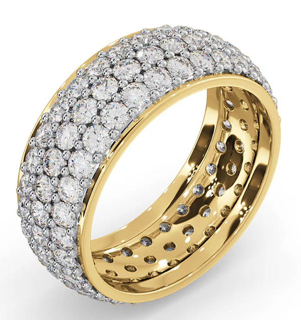 Mens 3ct H/Si Diamond 18K Gold Full Band Ring - Image 2