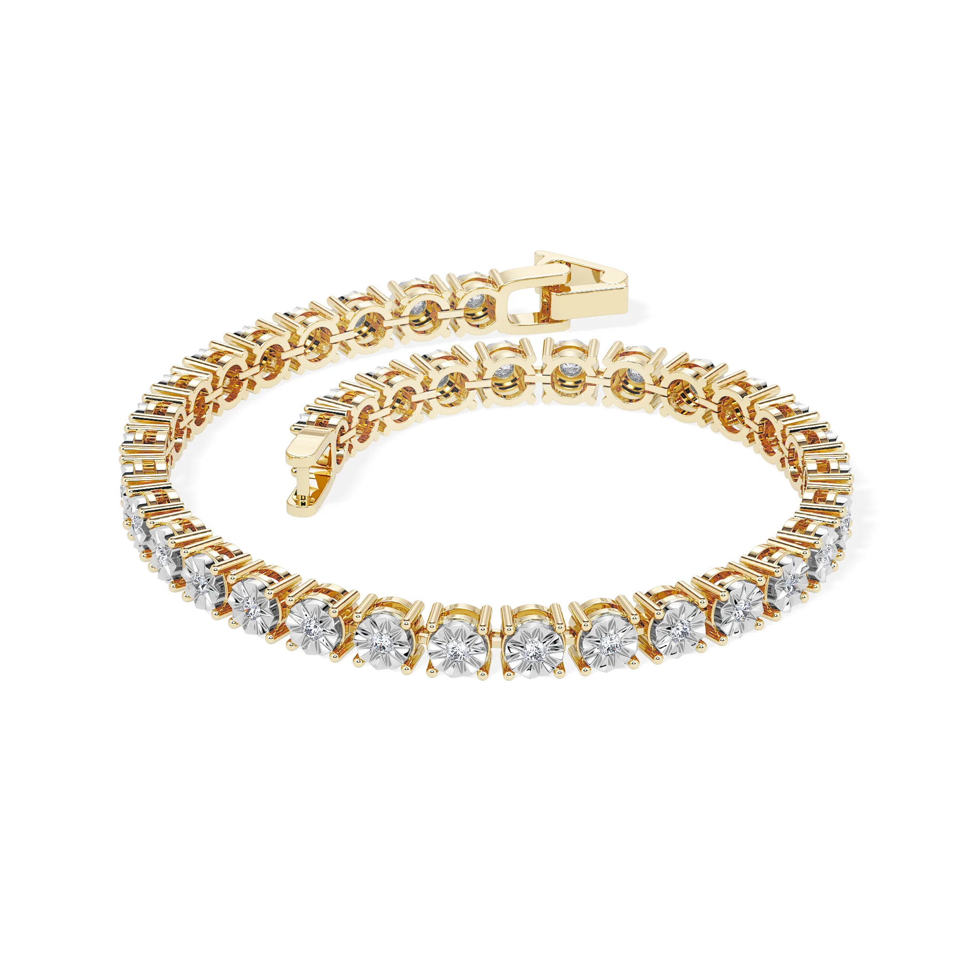 Mens Lab Diamond 1.00ct Tennis Bracelet in 18K Gold Vermeil - Image 3