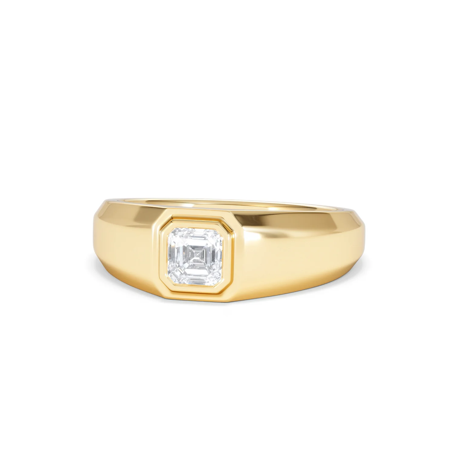 Axis Men's 0.50ct Asscher Cut Lab Diamond Signet Ring in 18K Gold Vermeil - Image 86