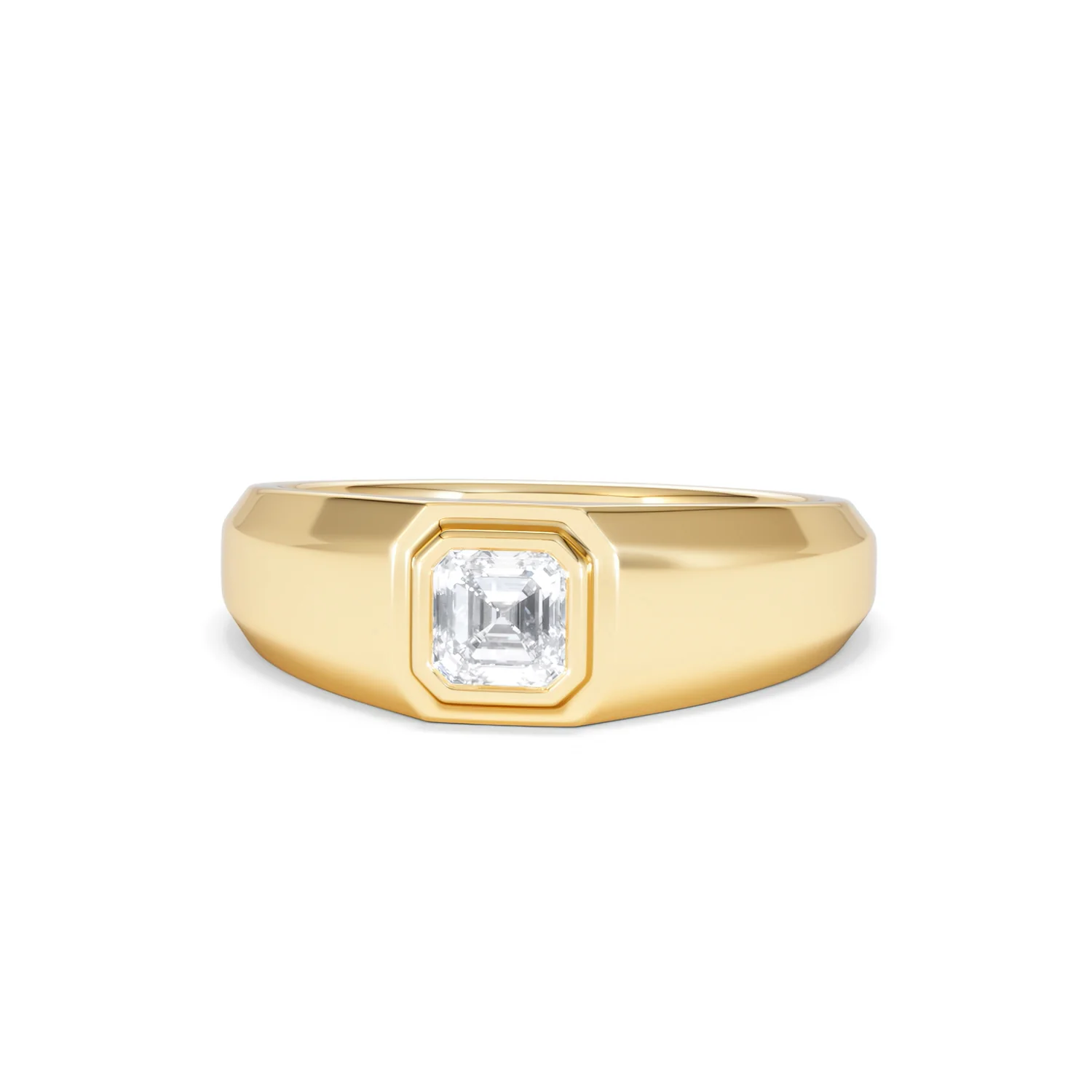 Axis Men's 0.50ct Asscher Cut Lab Diamond Signet Ring in 18K Gold Vermeil - Image 87