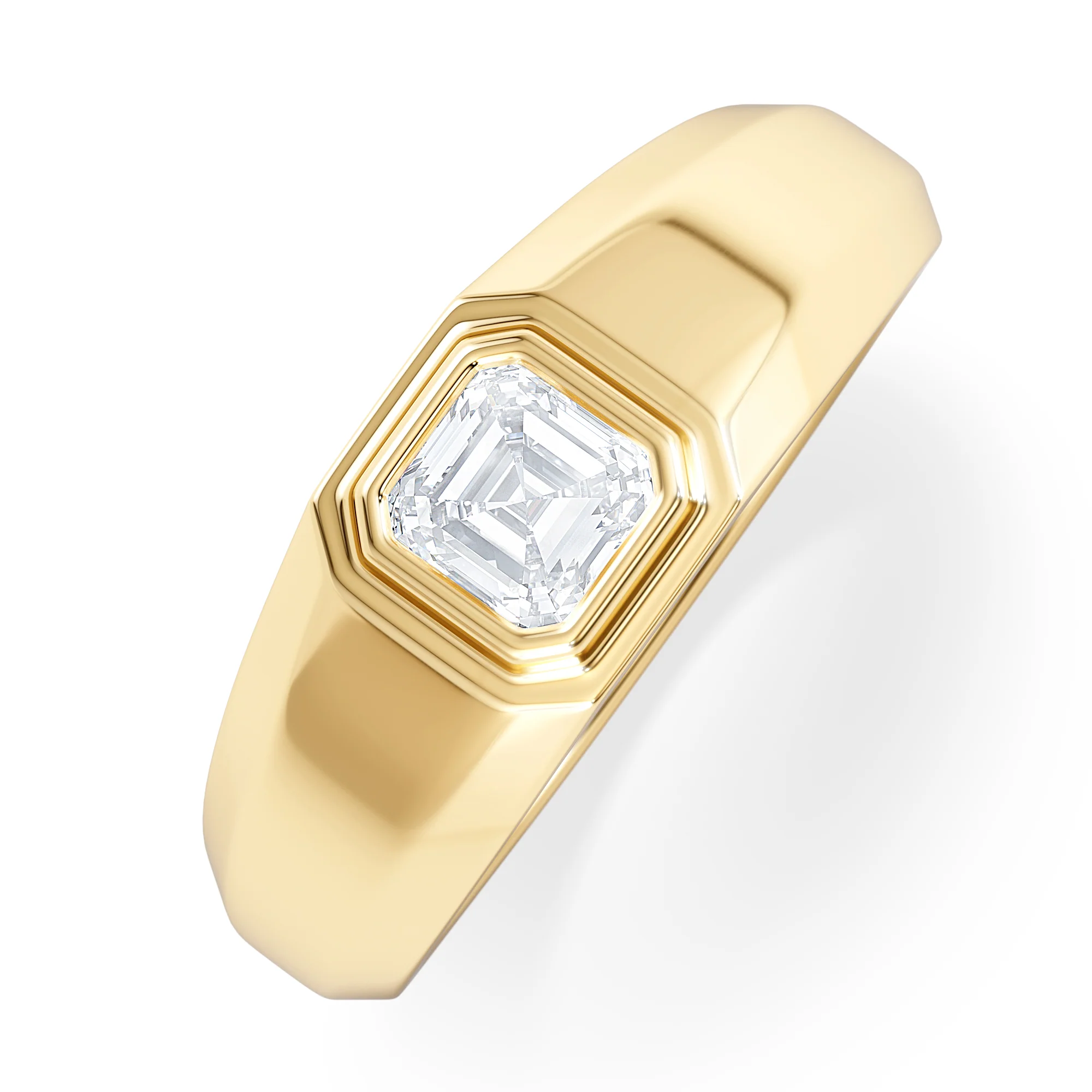Axis Men's Lab Diamond Signet Ring 0.50ct Asscher Cut Set in 9k Gold