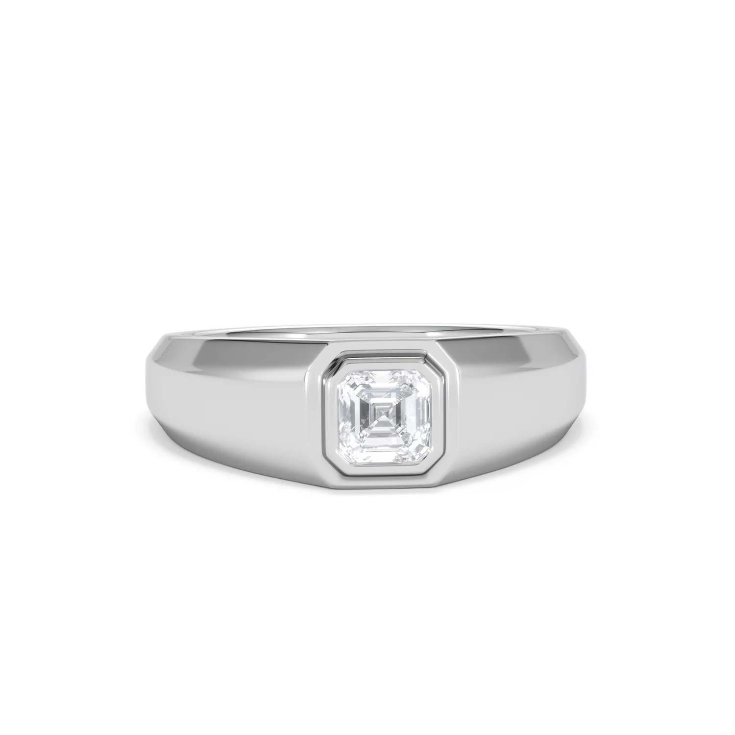 Axis Men's 0.50ct Asscher Cut Lab Diamond Signet Ring in Sterling Silver - Image 10