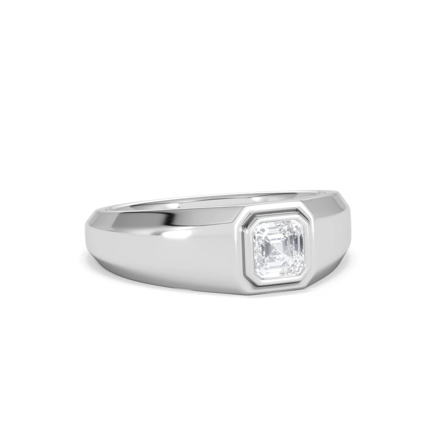 Axis Men's 0.50ct Asscher Cut Lab Diamond Signet Ring in Sterling Silver - Image 14