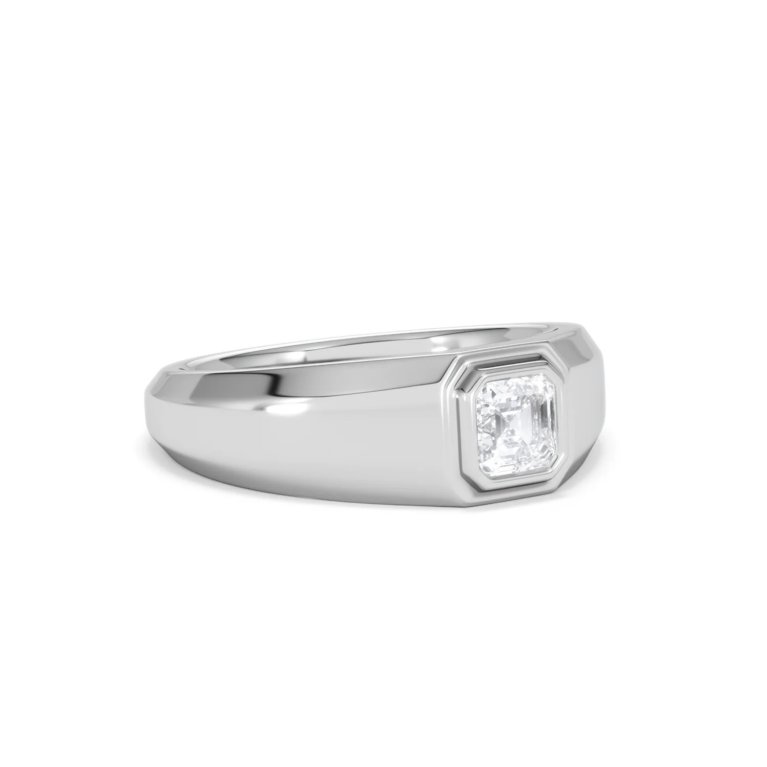 Axis Men's 0.50ct Asscher Cut Lab Diamond Signet Ring in Sterling Silver - Image 16
