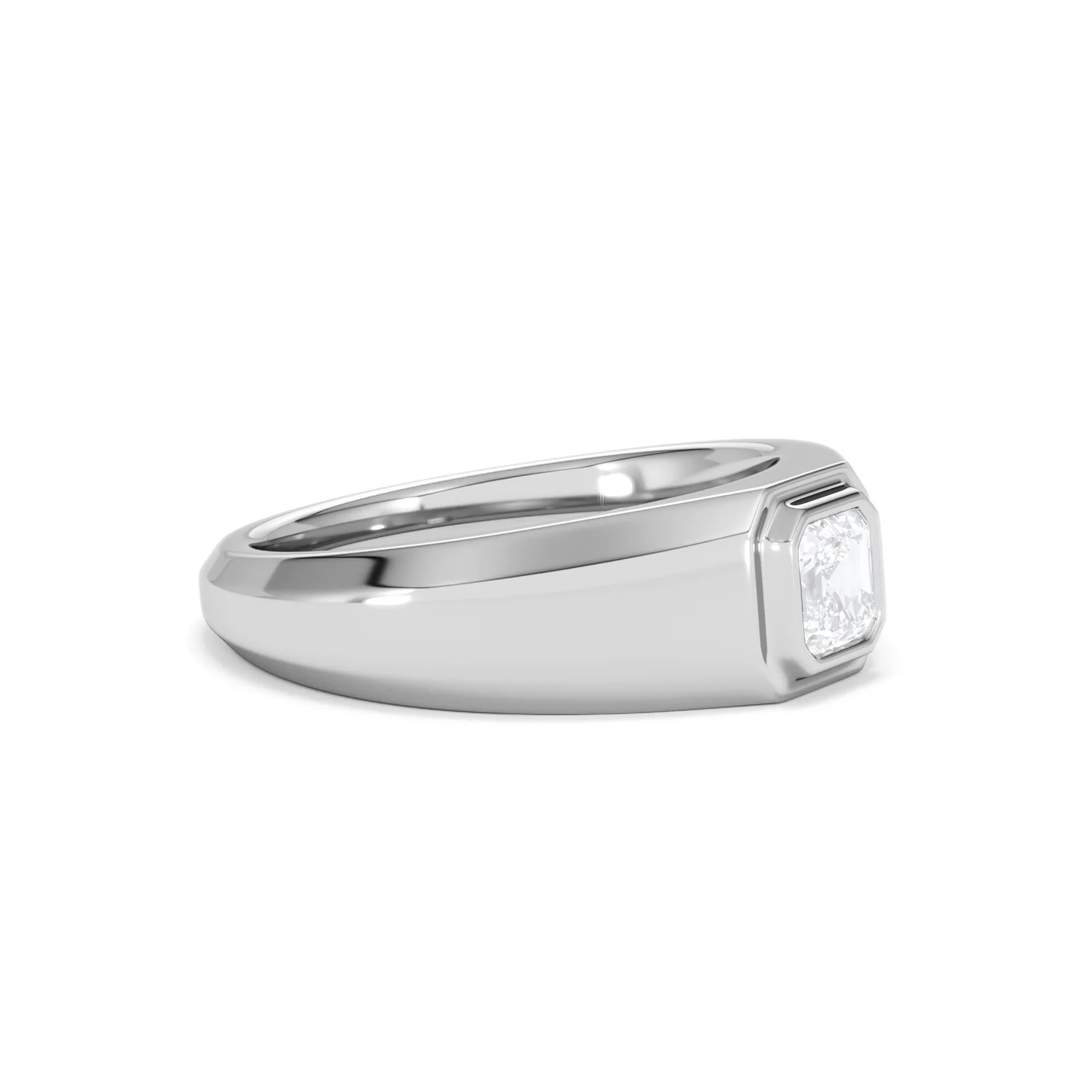 Axis Men's 0.50ct Asscher Cut Lab Diamond Signet Ring in Sterling Silver - Image 21