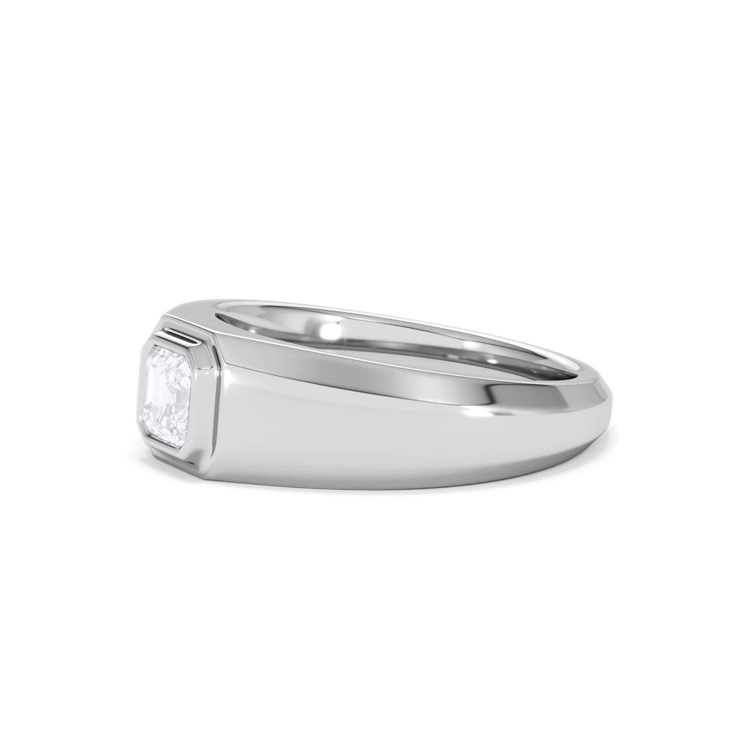 Axis Men's 0.50ct Asscher Cut Lab Diamond Signet Ring in Sterling Silver - Image 76