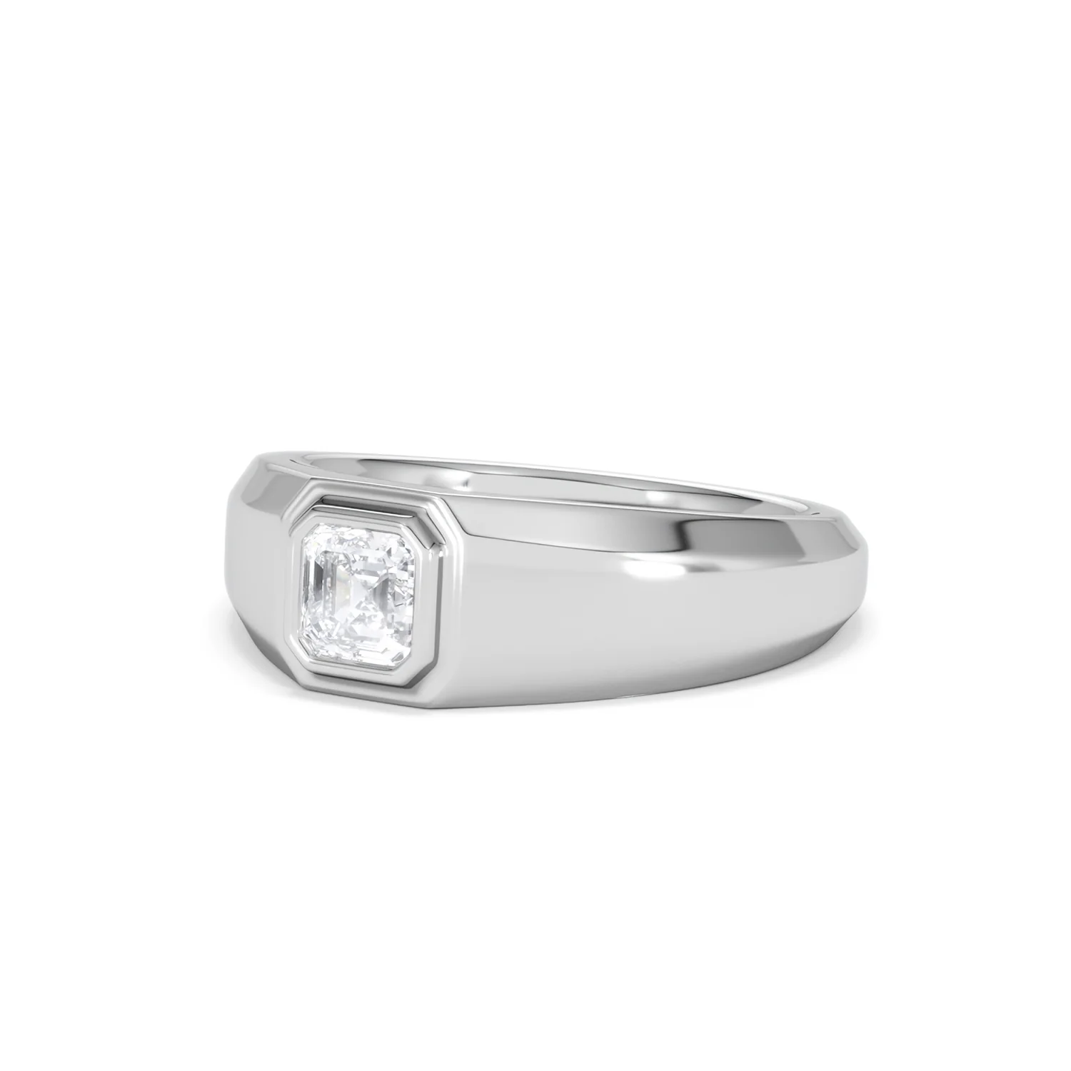 Axis Men's 0.50ct Asscher Cut Lab Diamond Signet Ring in Sterling Silver - Image 82