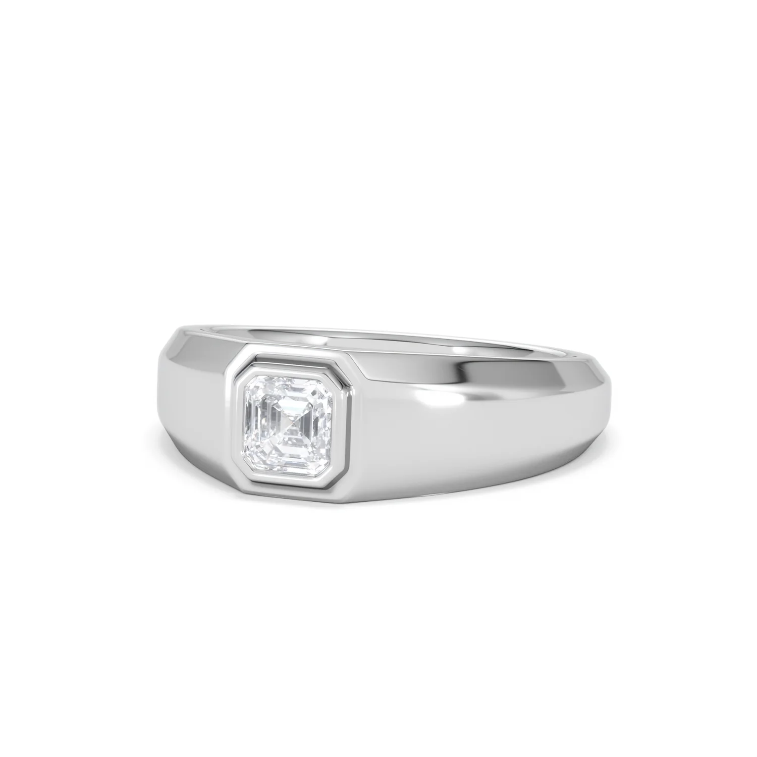 Axis Men's 0.50ct Asscher Cut Lab Diamond Signet Ring in Sterling Silver - Image 84