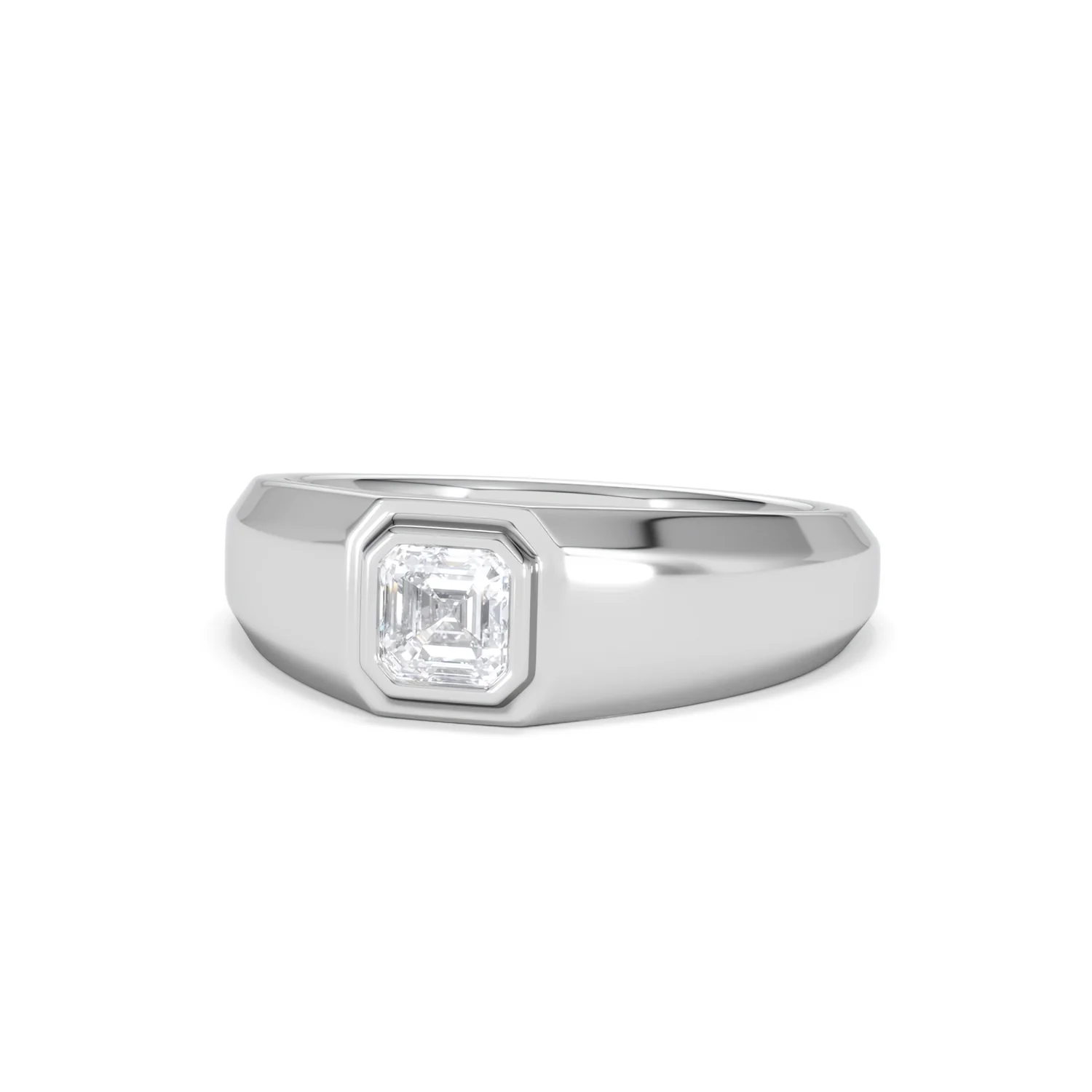 Axis Men's 0.50ct Asscher Cut Lab Diamond Signet Ring in Sterling Silver - Image 85