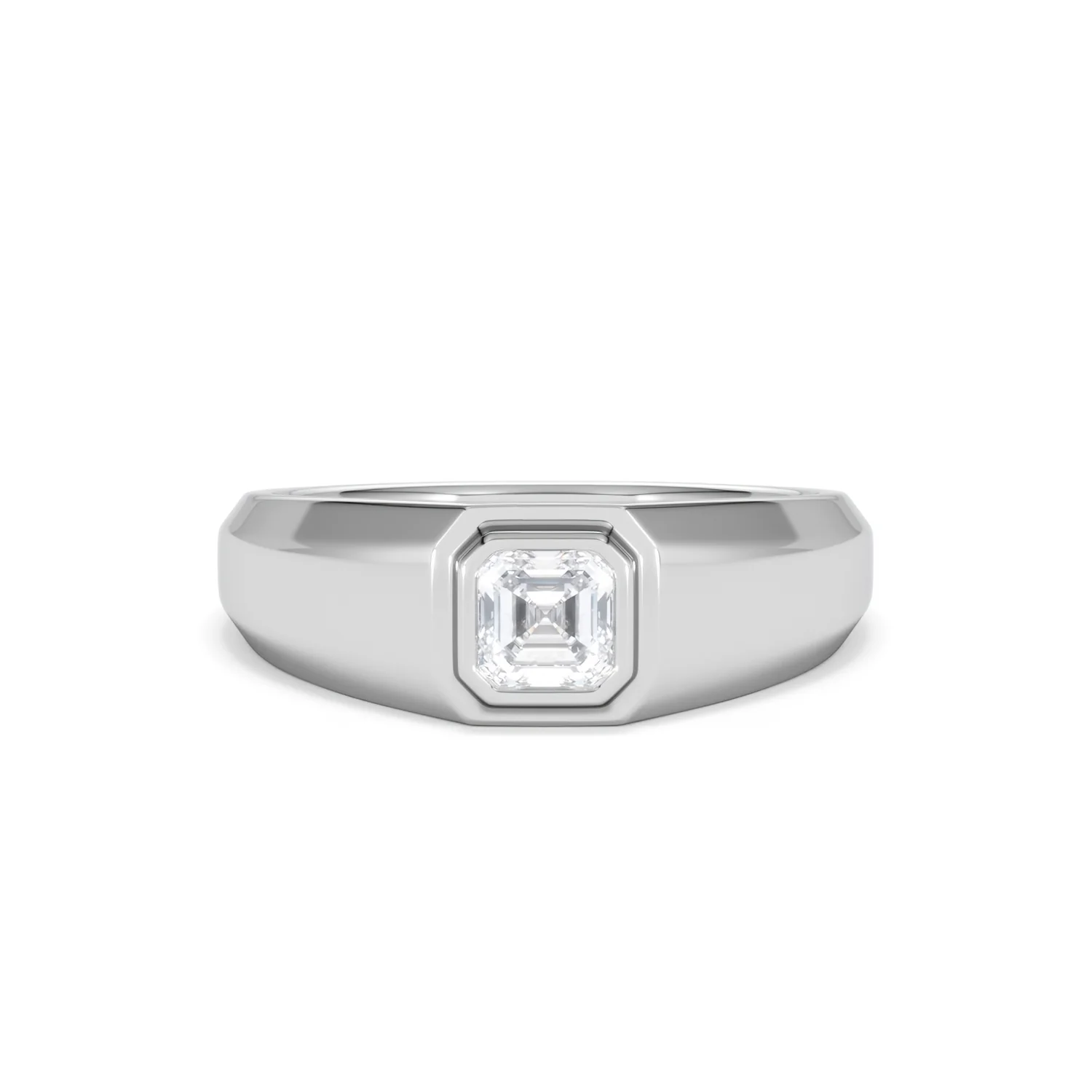Axis Men's 0.50ct Asscher Cut Lab Diamond Signet Ring in Sterling Silver - Image 9