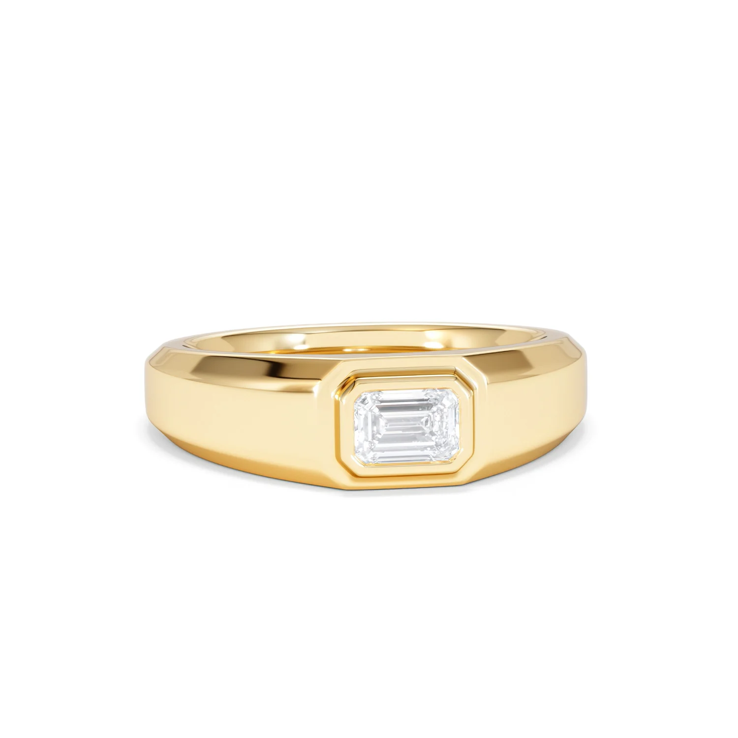 Axis Men's 0.50ct Emerald Cut Lab Diamond Signet Ring in 18K Gold Vermeil - Image 11