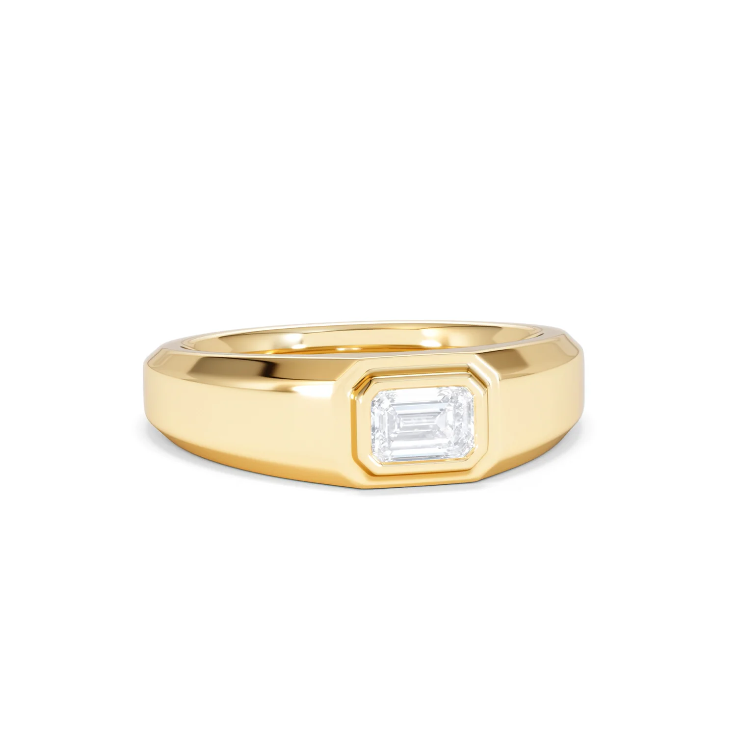 Axis Men's 0.50ct Emerald Cut Lab Diamond Signet Ring in 18K Gold Vermeil - Image 12
