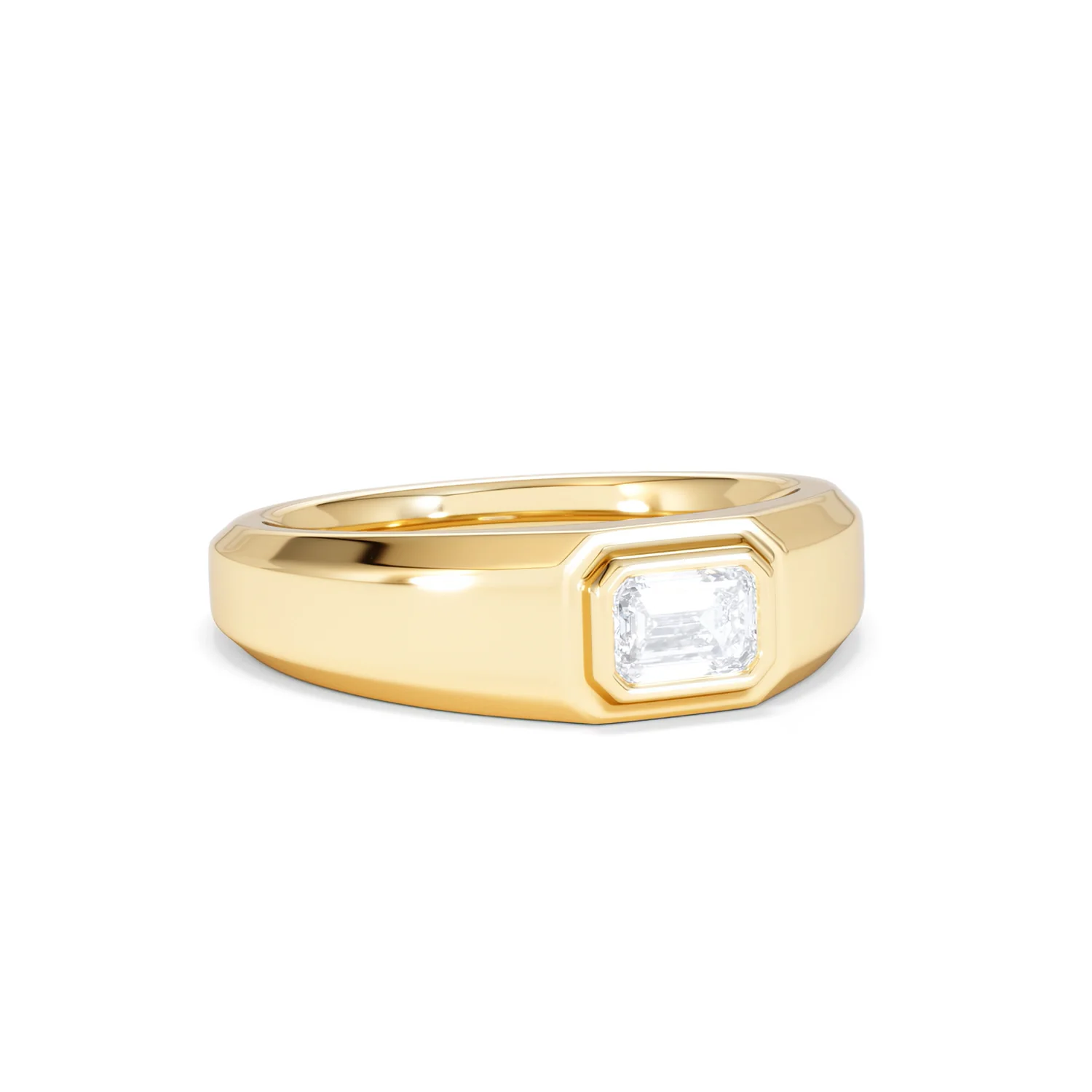 Axis Men's 0.50ct Emerald Cut Lab Diamond Signet Ring in 18K Gold Vermeil - Image 14