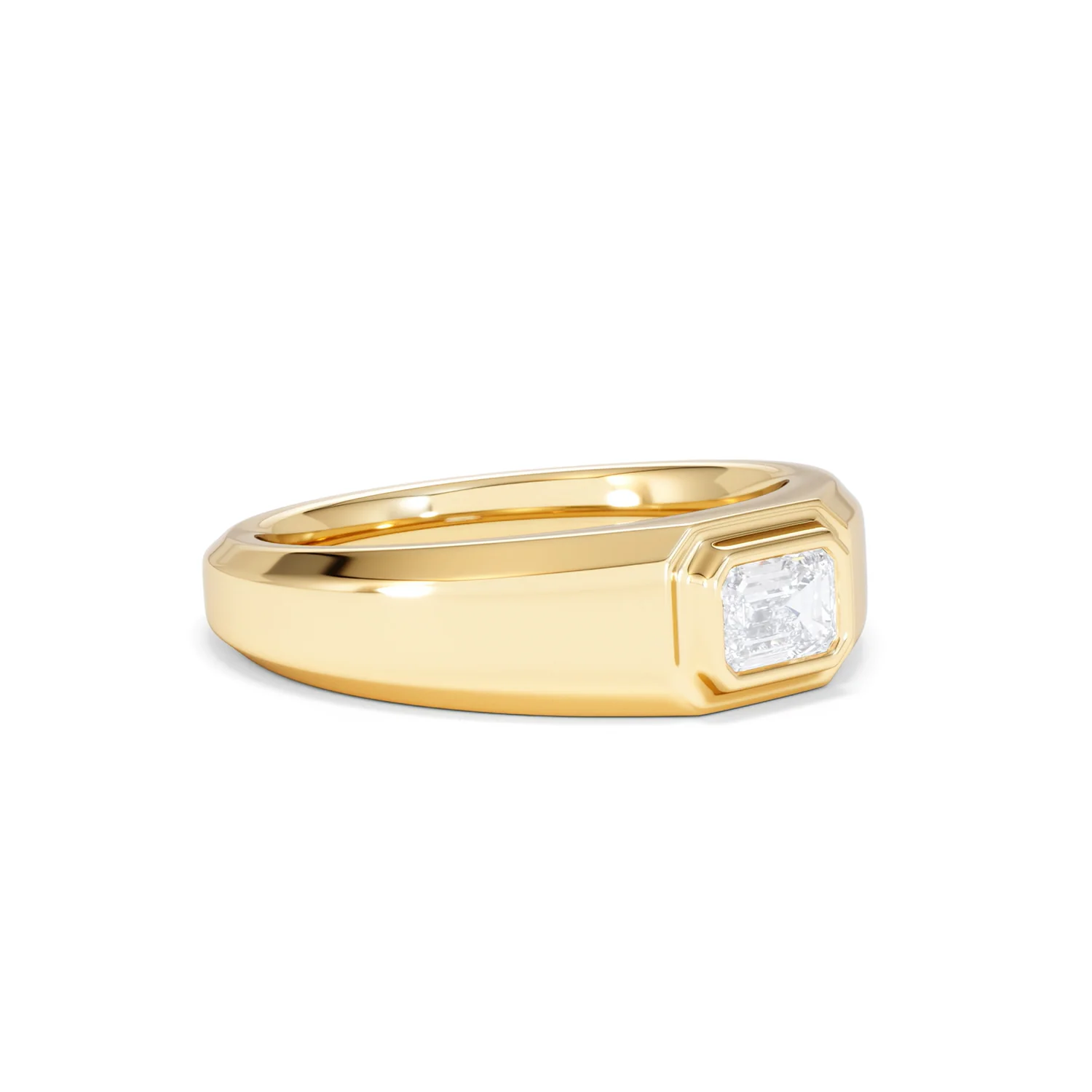 Axis Men's 0.50ct Emerald Cut Lab Diamond Signet Ring in 18K Gold Vermeil - Image 18