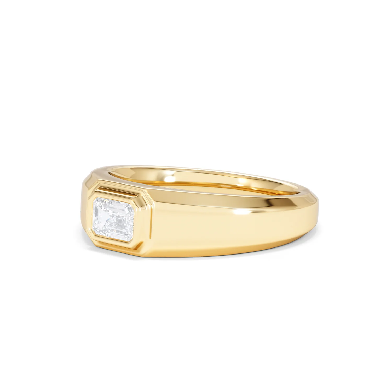 Axis Men's 0.50ct Emerald Cut Lab Diamond Signet Ring in 18K Gold Vermeil - Image 80
