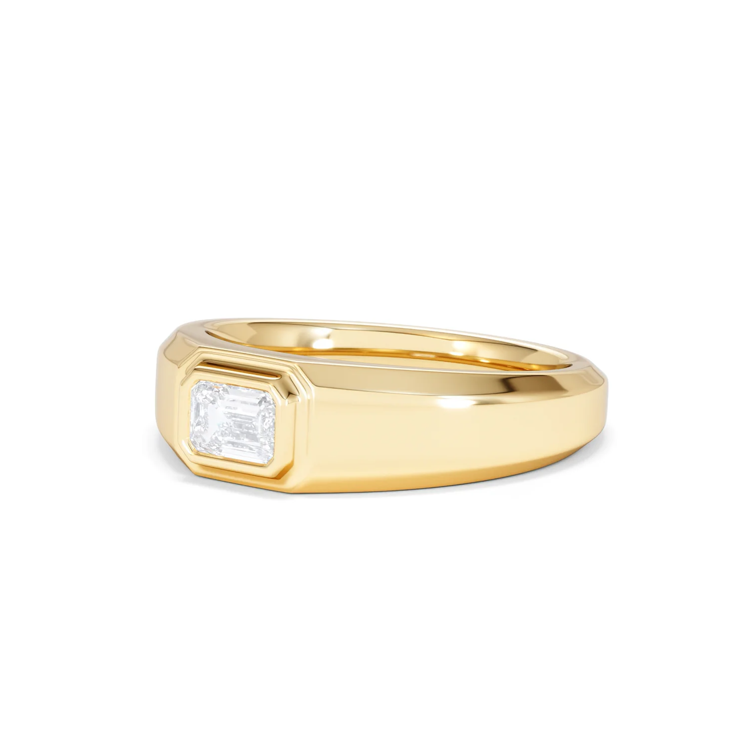 Axis Men's 0.50ct Emerald Cut Lab Diamond Signet Ring in 18K Gold Vermeil - Image 81