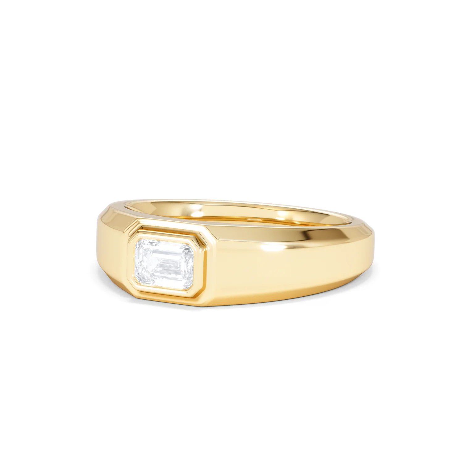 Axis Men's 0.50ct Emerald Cut Lab Diamond Signet Ring in 18K Gold Vermeil - Image 83